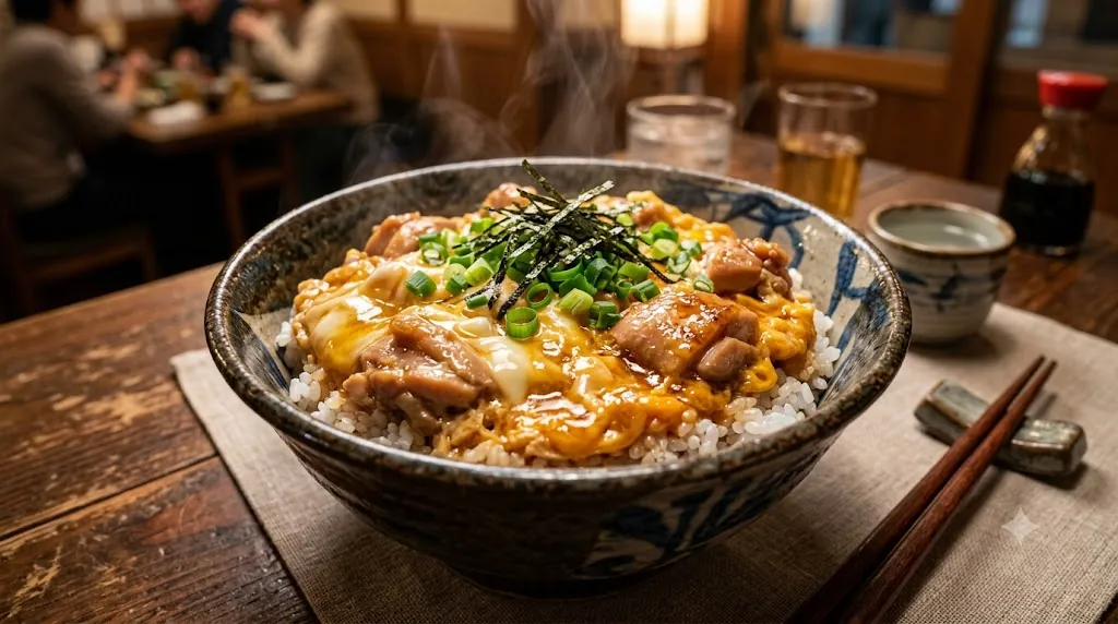 부드러운 닭다리살과 몽글몽글한 반숙 계란이 어우러진 오야코동 완성 요리