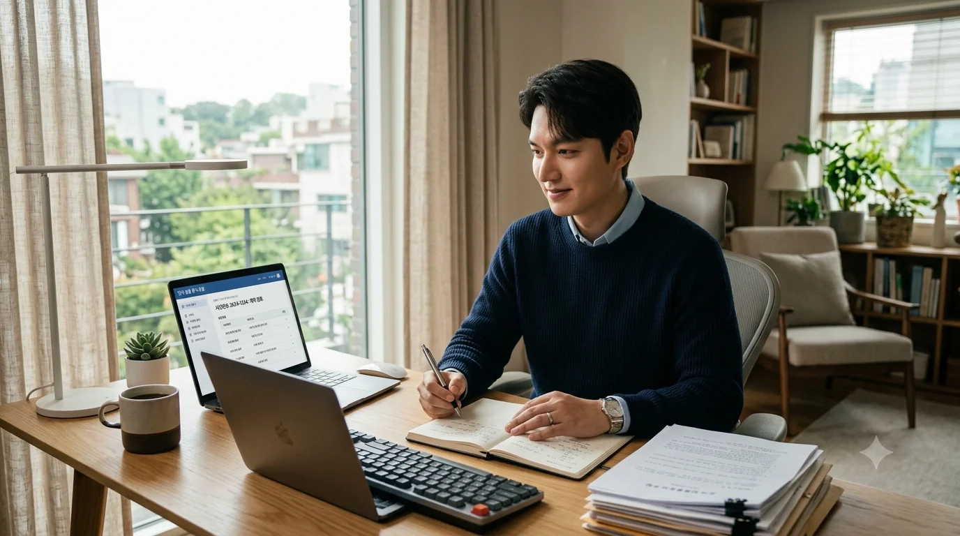 나홀로 전자소송 및 지급명령 서류를 차분하게 준비하는 스마트 오피스 데스크