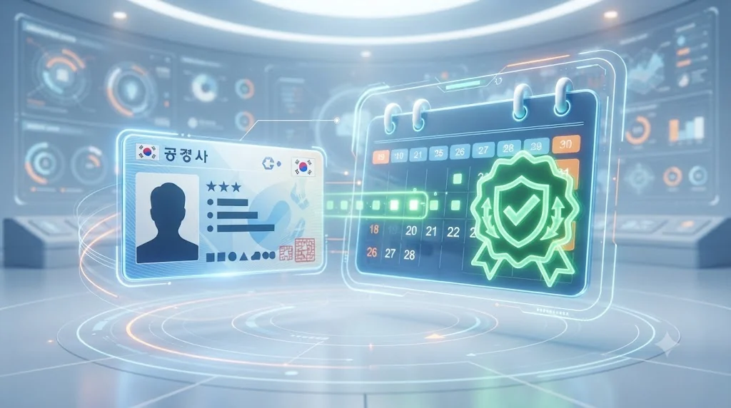 누적 벌점 40점 이상 시 법정 안전교육 이수로 면허 정지 일수가 20~50일 감경되는 3D 행정 개념도