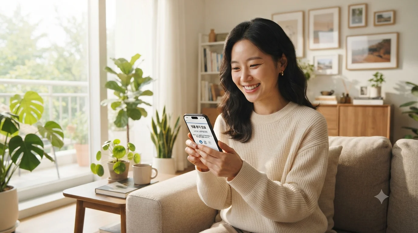 전자소송 확정 후 법적 권리를 회복하고 안도하는 밝은 일상 라이프스타일