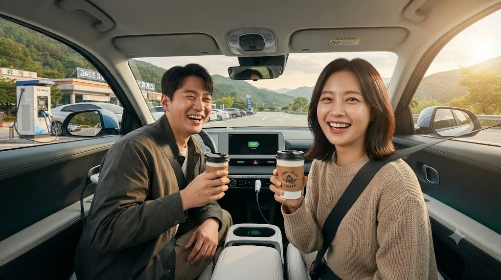 충전을 마치고 든든한 배터리 잔량으로 기분 좋게 장거리 고속도로를 달리는 일상