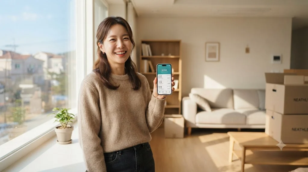 이사 당일 공과금과 관리비 정산을 완벽히 마치고 새 보금자리에서 안도하는 일상