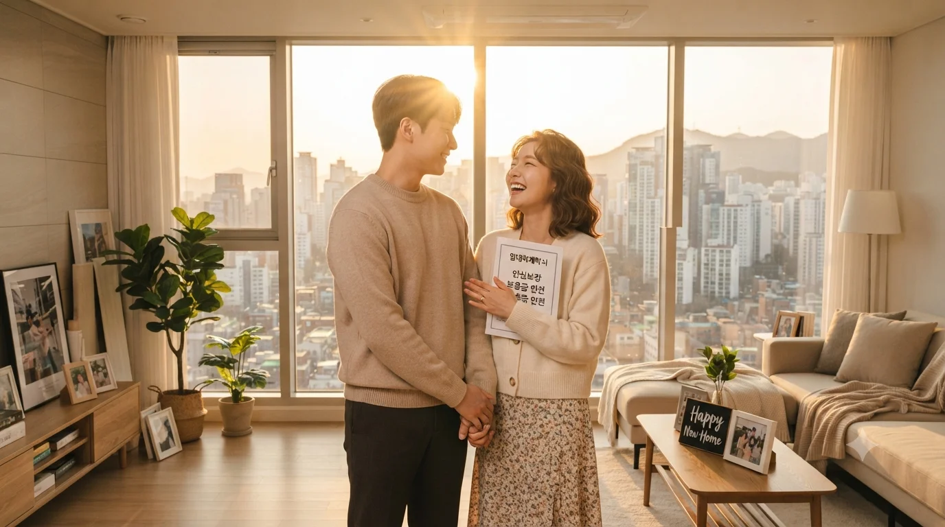 보증보험 가입을 완료하고 깡통전세 불안 없이 평온한 주거 생활을 누리는 모습